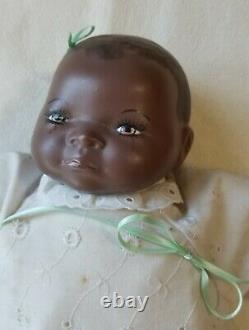 Rare Antique 1923 Grace S. Putnam Noir Bisque Porcelaine Baby Doll 14 Marqué