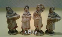 Rare Lot (17) Anciennes Porcelaine Bisque Colonial Miniatures Allemand