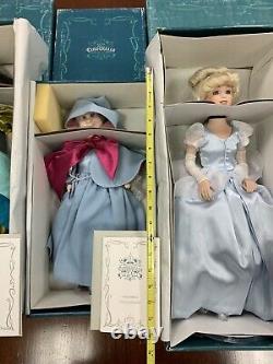 Rare Nouvel Ensemble Complet Cendrillon Disney 19 Etc Porcelain Dolls Coa Vintage Le