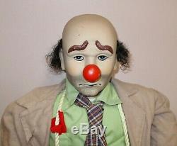 Rare Vintage 4' Grand Weary Willie Porcelaine Clown Doll Emmett Kelly