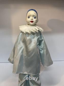 Rare Vintage Antique 1of1 20n Poupée en Porcelaine Harlequin ou Pierrot Clown 17s-80s