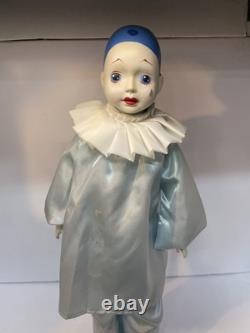 Rare Vintage Antique 1of1 20n Poupée en Porcelaine Harlequin ou Pierrot Clown 17s-80s