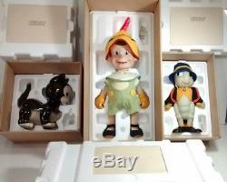 Rare Vintage Pinocchio De Disney, Figaro Les Poupées De Porcelaine Cat & Jiminy Cricket