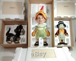Rare Vintage Pinocchio, Figaro, Le Chat Et Les Poupées En Porcelaine De Cricket De Jiminy