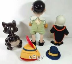 Rare Vintage Pinocchio, Figaro Les Poupées En Porcelaine De Cricket De Disney