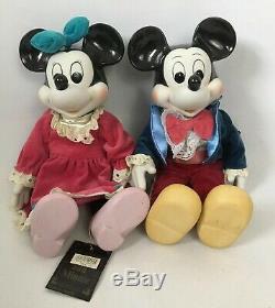 Rare Vtg Walt Disney Mickey & Minnie Mouse Porcelain Wind-up Musical Doll Figure