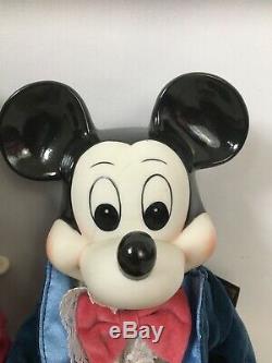 Rare Vtg Walt Disney Mickey & Minnie Mouse Porcelain Wind-up Musical Doll Figure