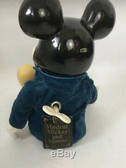 Rare Vtg Walt Disney Mickey & Minnie Mouse Porcelain Wind-up Musical Doll Figure