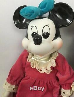 Rare Vtg Walt Disney Mickey & Minnie Mouse Porcelain Wind-up Musical Doll Figure