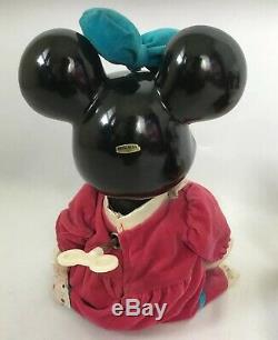 Rare Vtg Walt Disney Mickey & Minnie Mouse Porcelain Wind-up Musical Doll Figure