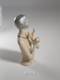 Rare demi-poupée en porcelaine Art déco allemande / poupée pique-épingles