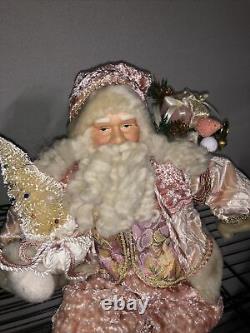 Rarelarge Vintage Sitting Pink/white Santa Claus Doll Porcelaine Face