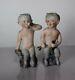 Rarement Vu Antique Paire Satyre Faun Pan Chérubin Enfant Bisque Figurines En Porcelaine