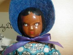 Rarest Vintage Ruth Gibbs Doll Black Girl Mib De Taille 7, Avec Livret Et Support Htf