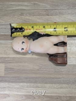 Rose O'Neill 1916 Valise Kewpie en Bisque avec Parapluie Allemagne 5 Pouces Signé