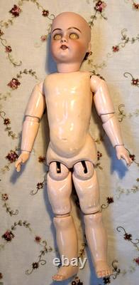 SUPERBE 17,5 HANDWERCK 79 Poupée allemande antique fabuleuse en biscuit, corps BJ et vêtements