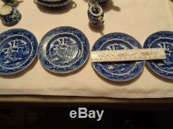 Set De Vaisselle Vintage Mij 22 Pièces Blue Willow En Forme De Poupée 1 Puce Dans La Tasse Extra