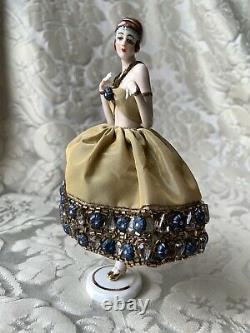 Superbe Half-doll/demi-figurine/teepuppe/art Déco/ Poupée Pincushion/flapper/fasold