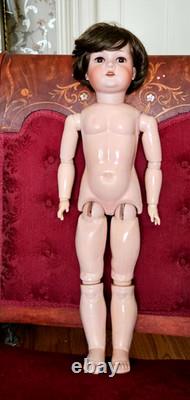 TRÈS MIGNON ! Poupée garçon allemande antique de 24 pouces - Bergman BJB, costume marin, yeux dormants