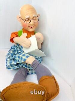 Temps de sieste vintage Nel 29 poupée homme âgé ronflant avec visage en porcelaine cadeau farce
