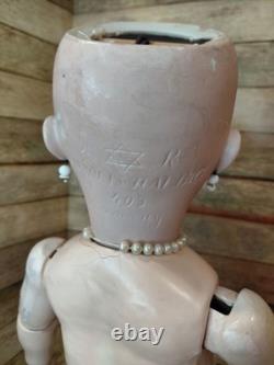 Tête en biscuit 403 HTF R rare 24 K Star, robe blanche brodée