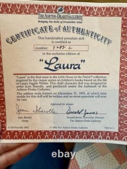 Tous les 8 poupées Vtg Little House on the Prairie Ashton Drake avec boîtes et certificats d'authenticité en parfait état