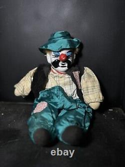 Très rare poupée de clown en porcelaine vintage (D5)