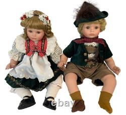 VTG Lot de 2 poupées en porcelaine Susan Wakeen 18 Alpine Hansel & Gretel A9020