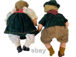 VTG Lot de 2 poupées en porcelaine Susan Wakeen 18 Alpine Hansel & Gretel A9020