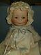 Vintage 3 Visages D'eve Porcelain Doll Happy Sad Linge De Couchage Berceau En Bois