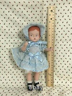 Vintage 9 Effanbee Porcelaine Patsyette Girl In Blue Dress 440/1000 (i1)