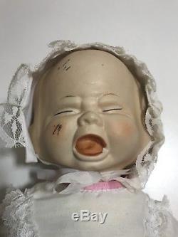 Vintage Baby Doll Trois Visages Porcelaine Creepy Rare Sourire Dormir Pleurer