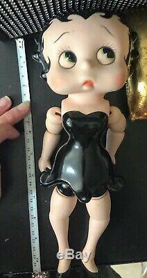 Vintage Betty Boop Mobile Articulé Porcelain Doll En Robe Noire 11.5inch