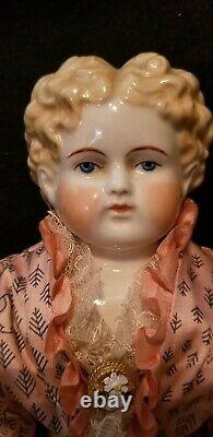 Vintage Blonde Chine Tete Doll Frances Davis Corps Marqué Magnifiquement Peint 17