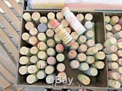 Vintage Chine Porcelaine Poupée Liège Verre Vials Poudre Pigment Peinture Lot