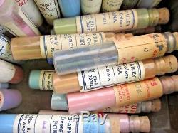 Vintage Chine Porcelaine Poupée Liège Verre Vials Poudre Pigment Peinture Lot