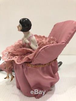 Vintage Demi-poupée Porcelaine Boudoir Lampe Papillon Avec Pattes