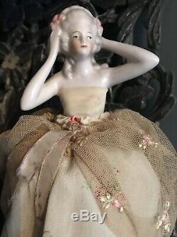Vintage Des Années 1920 Collection De Demi-poupées En Porcelaine Et Une Grande Poupée Coussin À Épingles