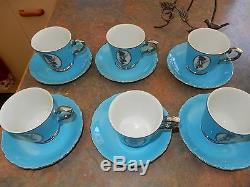 Vintage Holly Hobbie Blue Girl Tea Set Cups Soucoupes Sugar Bowl Et Jute +