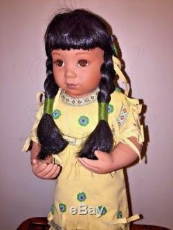 Vintage Indien American 14 Doll Pocahontas Perles Turquoise Love Sign