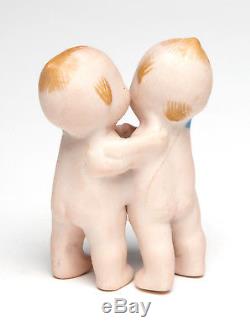 Vintage Kewpie Twin Huggers Par Rose O'neill Bisque En Porcelaine Peint À La Main 1913