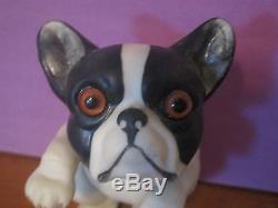 Vintage La Motte Porcelaine Non Émaillée Joint Français Boston Terrier Jouet / Poupée