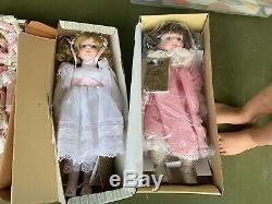 Vintage Lot De 7 Porcelain Dolls Seymour Mann Dans Des Boîtes Avec Certificats