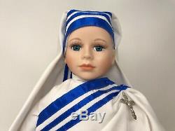 Vintage Missionnaire De La Charité Catholique Nun Poupée 17 Porcelaine Poupée Mère Teresa