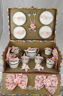 Vintage Porcelaine Chine Poupée Maison Enfant Miniature Toy Tea Set Jamais Déballé