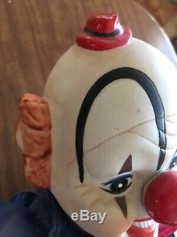 Vintage Porcelaine Clown Doll Bozo Le Clown IL Music Box Rare Old 22 Colle Longue