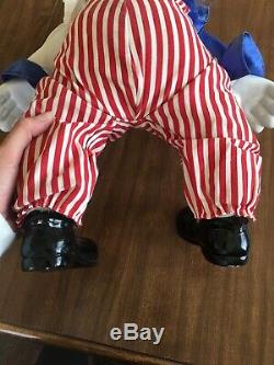 Vintage Porcelaine Clown Doll Bozo Le Clown IL Music Box Rare Old 22 Colle Longue