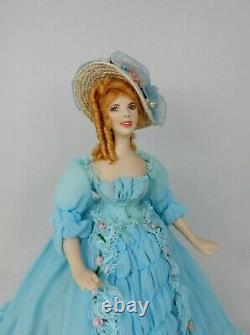 Vintage Porcelaine Southern Belle Doll Red Hair Artisan Dollhouse Miniature 112