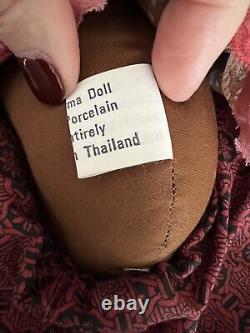 Vintage Porcelaine Visage Big Bad Wolf Plush Doll Fabriqué En Thaïlande