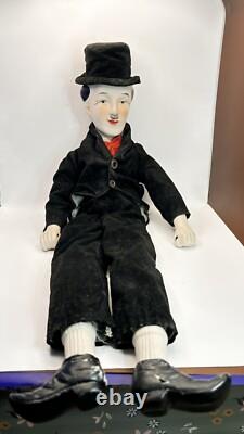 Vintage RARE 1982 Poupée Charlie Chaplin en porcelaine 24 ORIGINAL